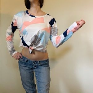 Geometric Long Sleeve Crop
